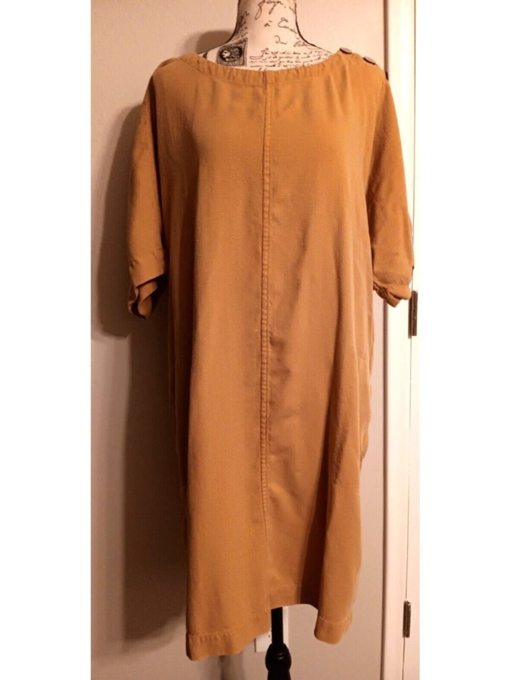 Pure Jill Goldenrod Yellow Sack Dress, Large, 100% Tencel Lyocell, J. Jill